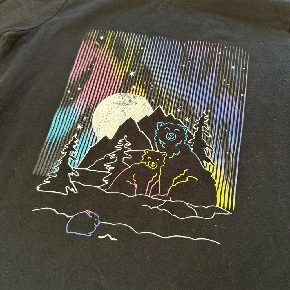 Cat & Jack long Sleeve Top Graphic Polar Bears Northern Lights Girls XXL 18